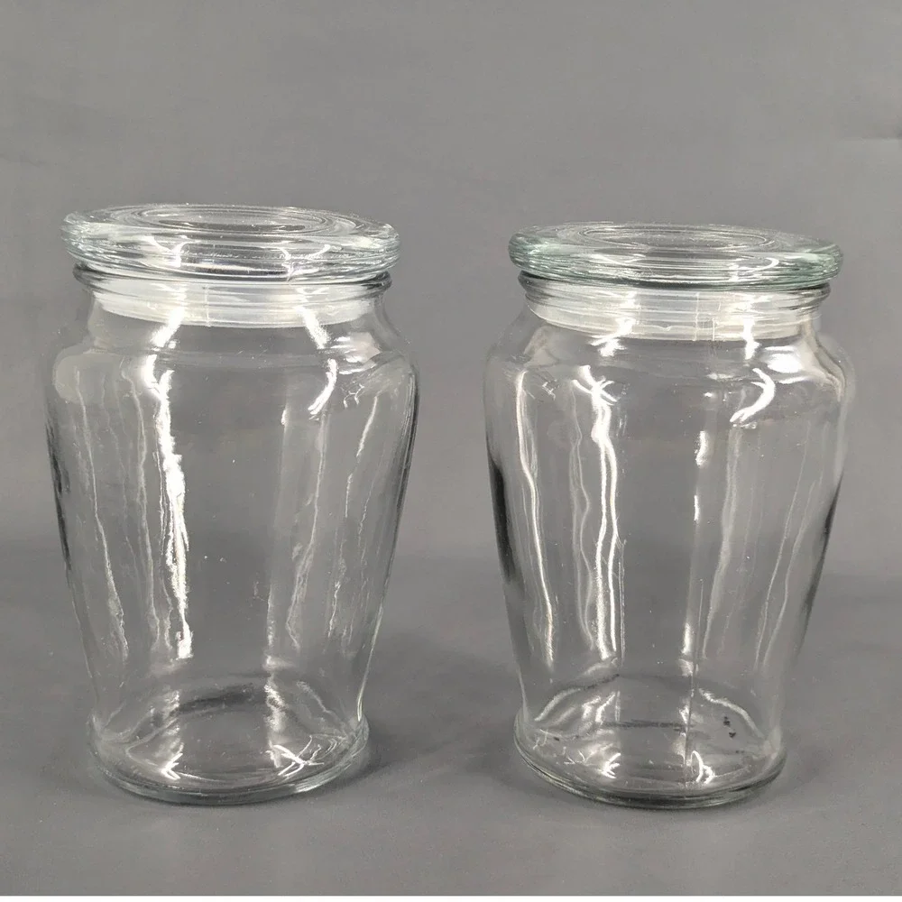 Set of 2 VTG Clear Glass Canisters with Airtight Lids Kitchen Storage Jars